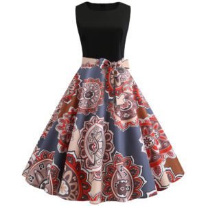 Vintage Style 1950s Print Dress