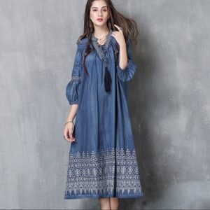 Vintage Embroidered Sleeve Dress