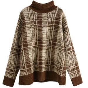 Plaid Turtleneck Sweater