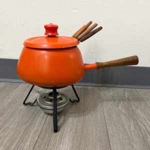 Orange Enamel Fondue Pot