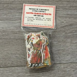 Vintage Replica Santa Claus Cutouts – Set of 12 with Gold Cords
